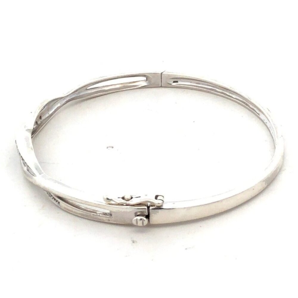 ZEI Designer 925 Sterling Silver Diamond Infinity Hinged Bangle Bracelet 14 g EU - Picture 3 of 12